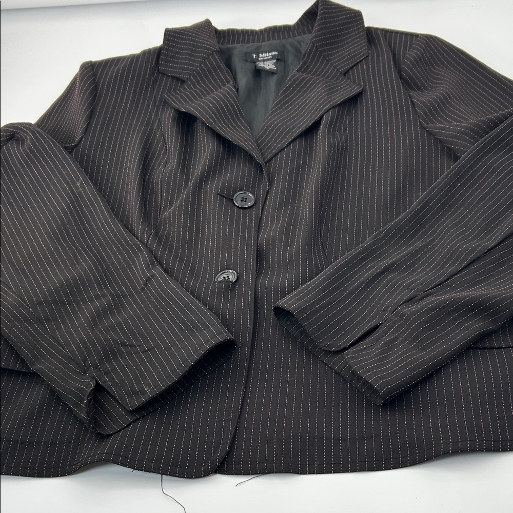 Tahari Black Pinstripe Blazer